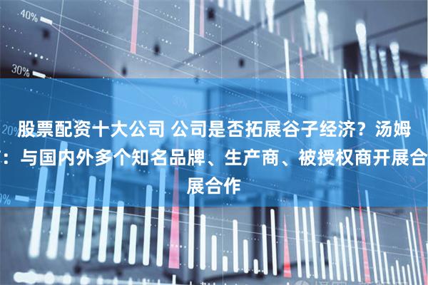 股票配资十大公司 公司是否拓展谷子经济？汤姆猫：与国内外多个知名品牌、生产商、被授权商开展合作